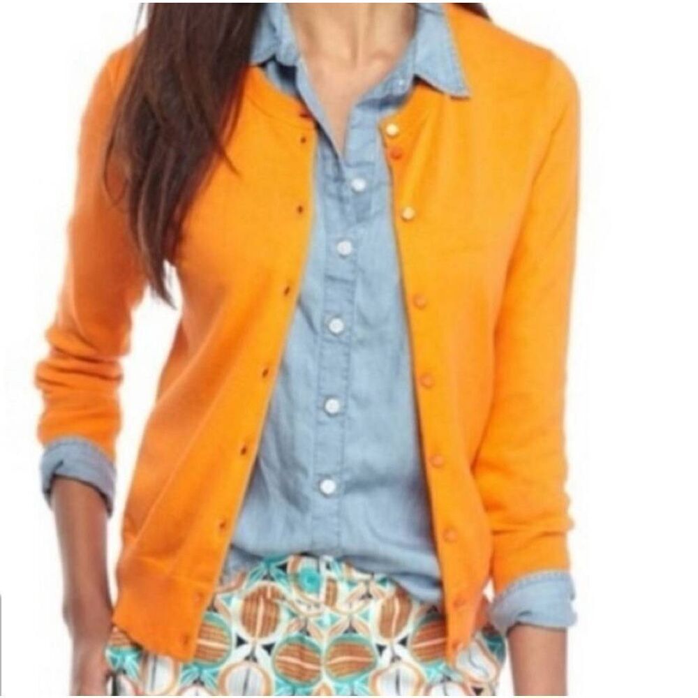 🔺️Crown & Ivy Orange Buttoned Front 3/4 Sleeve Sweater Large